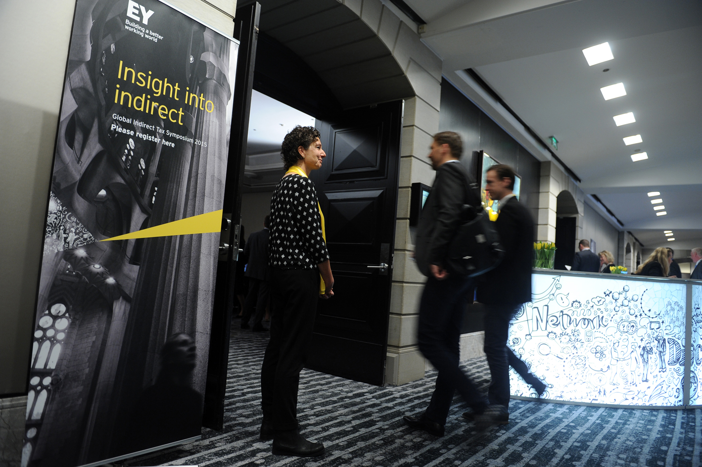 EY 'Insight into indirect' environmental graphics and info desk, Barcelona 2015