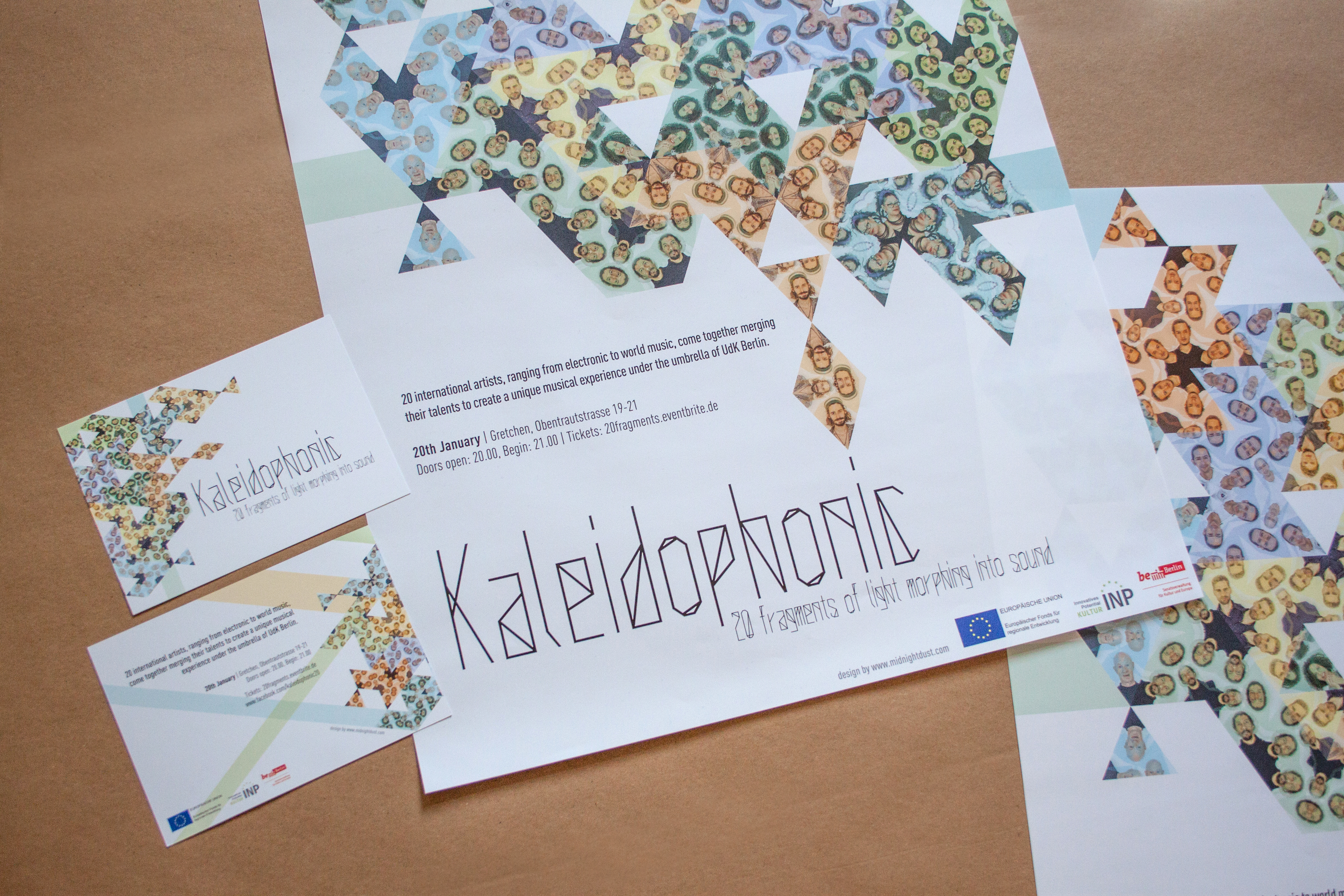 'Kaleidophonic' portrait photogrpahy, flyer and poster